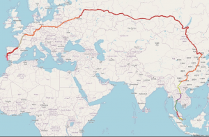 Longest train journey map