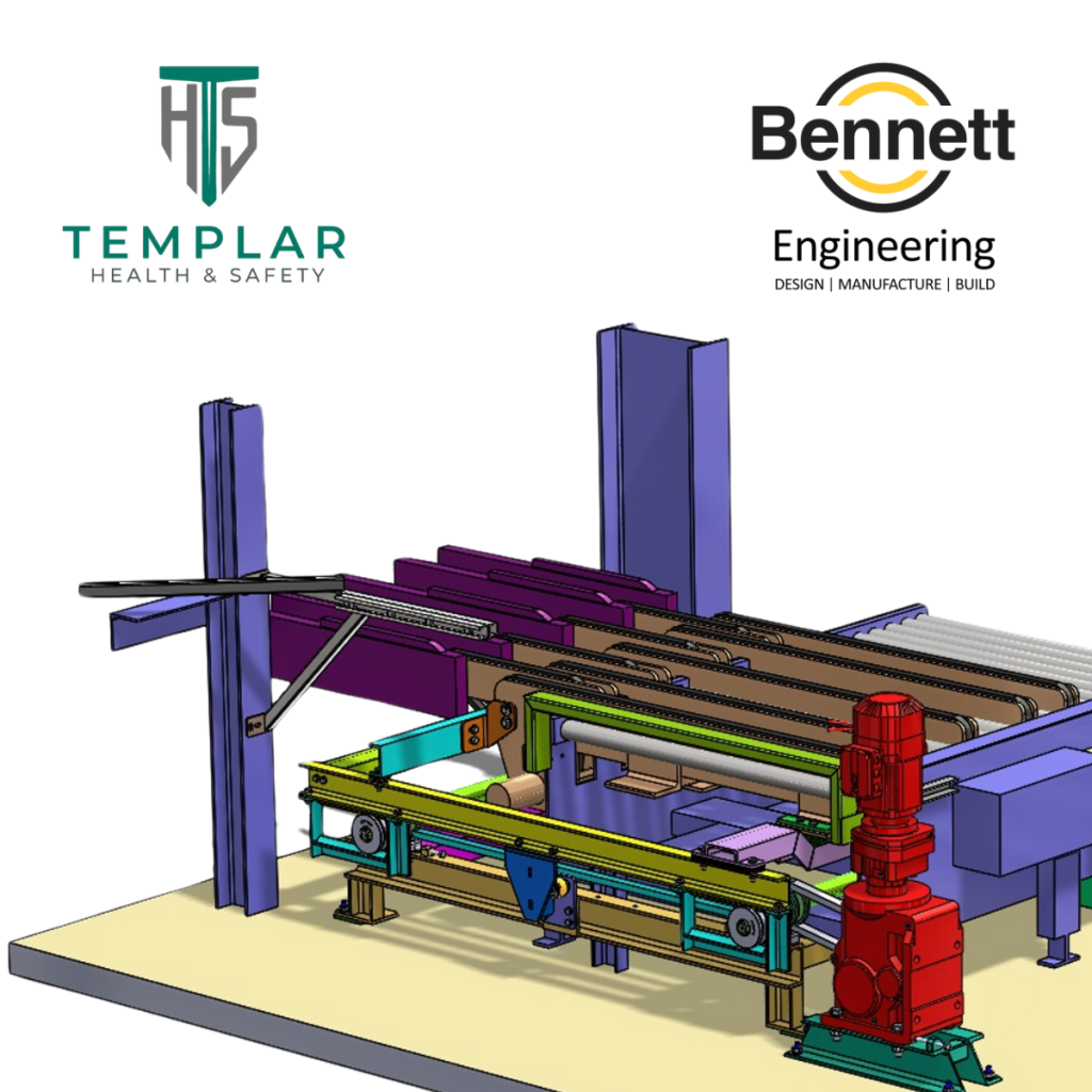 Bennett Engineering design, manufacture, build, commission and install bespoke machinery for manufacturers which needs to have machine risk assessments which is why we work with Templar Health & Safety to complete those during the design stage to ensure safety from the start.
