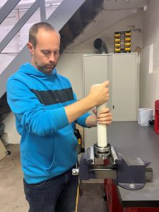 Craig testing cutter before delivery